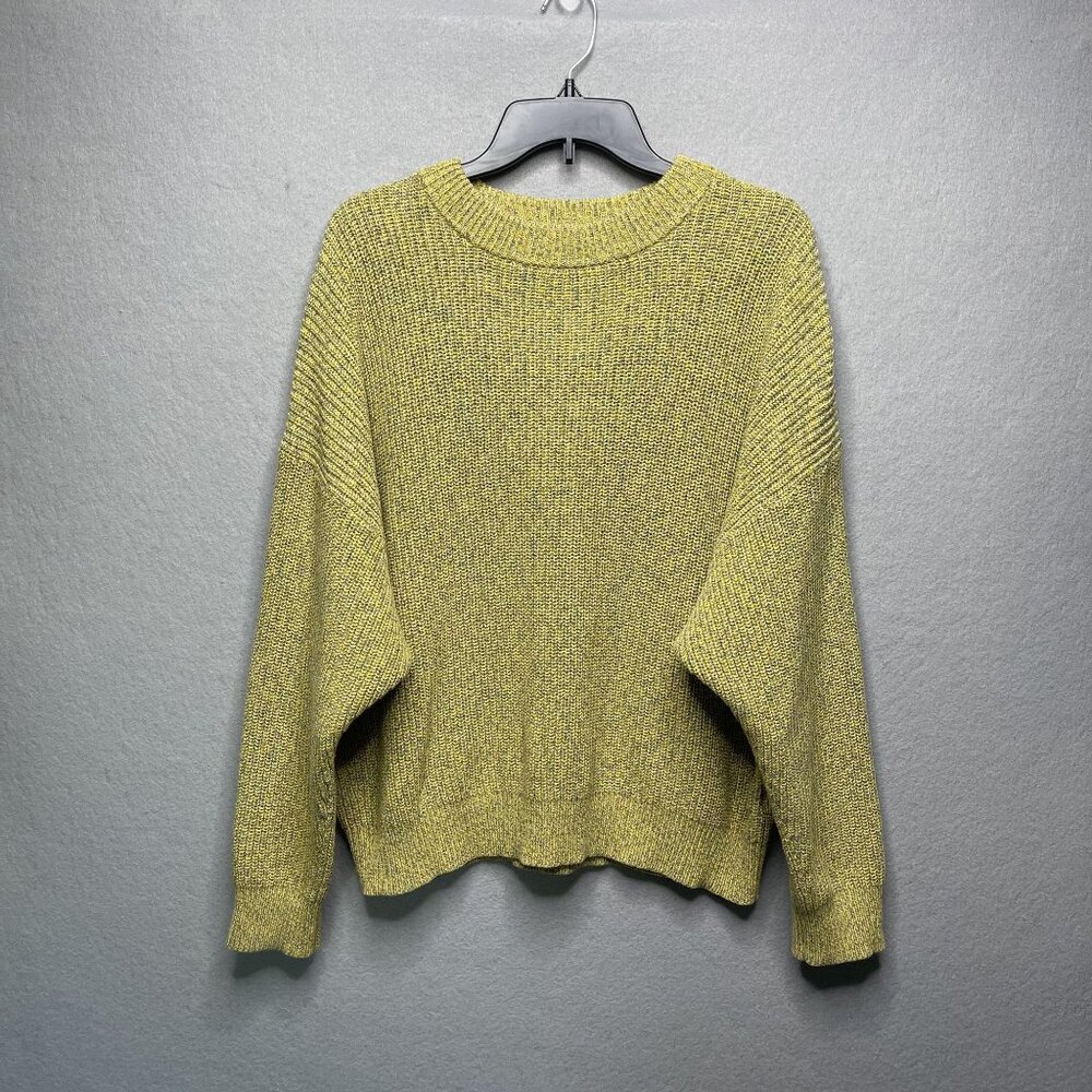 Uniqlo Womens Yellow & Gray Knit Sweater Cotton Blend Size L